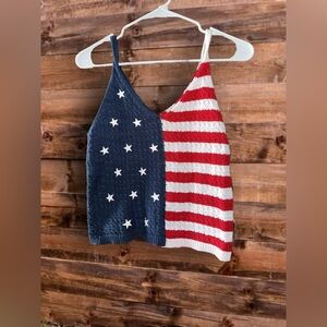 Moon & Madison Patriotic Flag Knit Tank